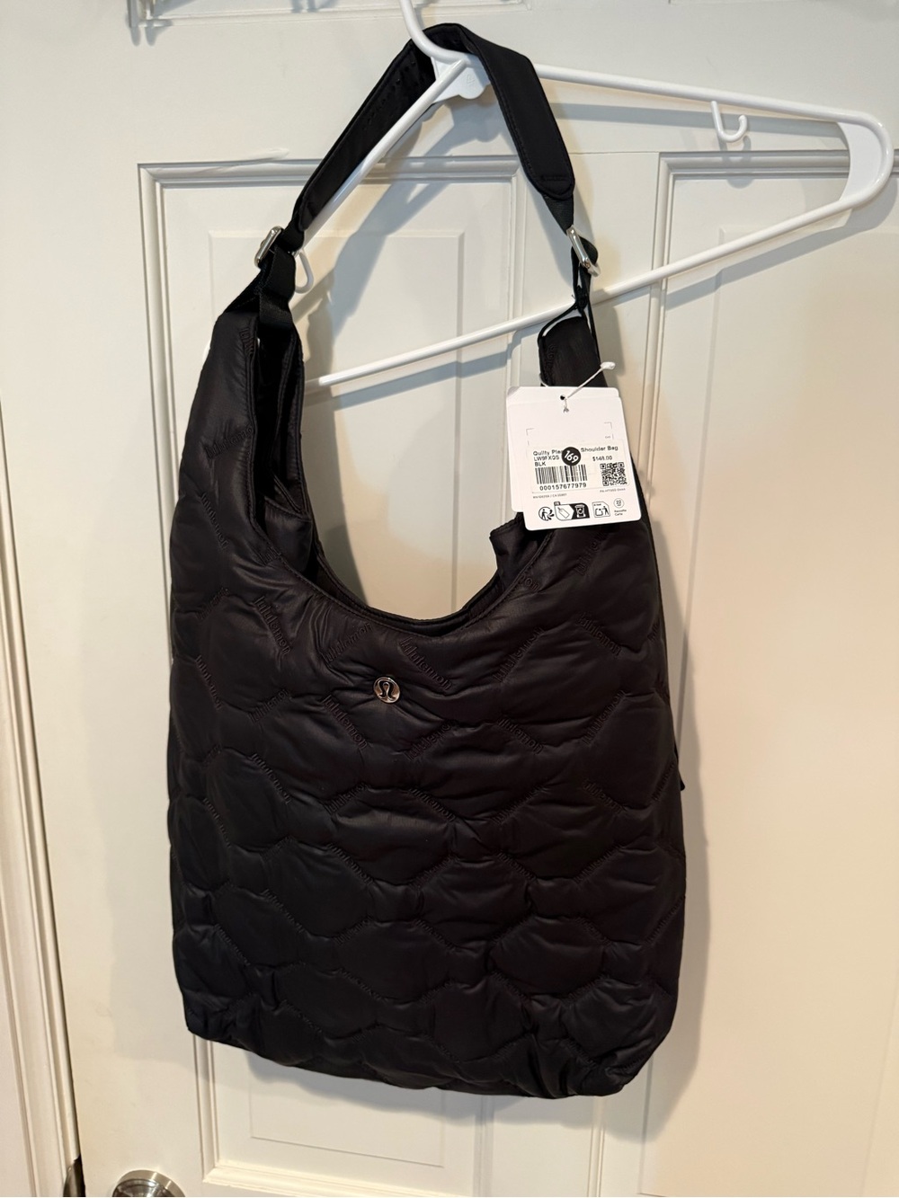 NWT Lululemon Black Quilted Pleasures Large Shoulder Bag